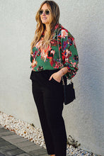 Load image into Gallery viewer, Plus Size Printed Johnny Collar Long Sleeve Blouse
