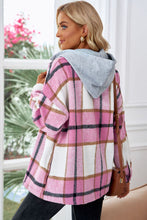 Load image into Gallery viewer, Button Up Plaid Hooded Jacket
