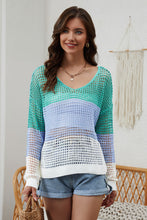 Load image into Gallery viewer, Openwork V-Neck Dropped Shoulder Blouse
