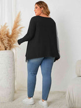 Load image into Gallery viewer, Plus Size Contrast Notched Neck T-Shirt
