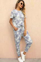 Load image into Gallery viewer, Tie-Dye Round Neck Short Sleeve Top and Pants Set

