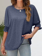 Load image into Gallery viewer, Smocked Flounce Sleeve Round Neck T-Shirt
