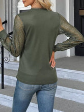 Load image into Gallery viewer, Waffle-Knit Round Neck Long Sleeve Blouse
