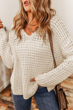 Load image into Gallery viewer, Openwork Round Neck Long Sleeve Sweater
