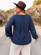 Load image into Gallery viewer, Plus Size Tie Neck Balloon Sleeve Top
