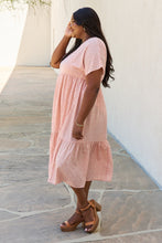 Load image into Gallery viewer, HEYSON Spring Baby Full Size Kimono Sleeve Midi Dress in Peach
