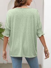 Load image into Gallery viewer, Smocked Flounce Sleeve Round Neck T-Shirt
