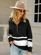 Load image into Gallery viewer, Color Block Half Zip Knit Top
