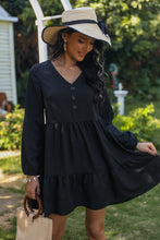Load image into Gallery viewer, V-Neck Buttoned Long Sleeve Dress
