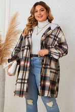 Load image into Gallery viewer, Plus Size Plaid Drop Shoulder Hooded Coat
