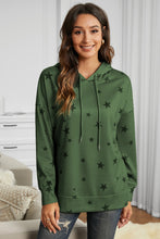 Load image into Gallery viewer, Star Print Drawstring Detail Hoodie
