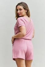 Load image into Gallery viewer, Zenana Chilled Out Full Size Short Sleeve Romper in Light Carnation Pink
