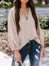 Load image into Gallery viewer, Notched Neck Long Sleeve Blouse
