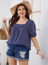 Load image into Gallery viewer, Plus Size Polka Dot Square Neck Blouse
