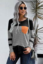 Load image into Gallery viewer, Striped Round Neck Long Sleeve T-Shirt
