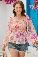 Load image into Gallery viewer, Floral Square Neck Smocked Blouse
