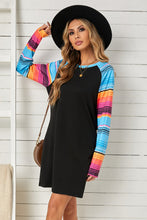 Load image into Gallery viewer, Striped Long Raglan Sleeve Round Neck Dress
