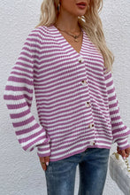Load image into Gallery viewer, Striped V-Neck Button-Down Cardigan
