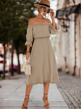 Load image into Gallery viewer, Frilled Off-Shoulder Flounce Sleeve Dress
