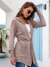 Load image into Gallery viewer, Cable-Knit Drawstring Hooded Cardigan
