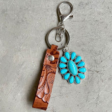Load image into Gallery viewer, Turquoise Genuine Leather Key Chain
