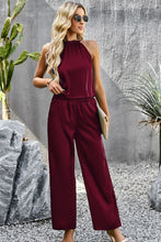 Load image into Gallery viewer, Grecian Neck Sleeveless Pocketed Top and Pants Set
