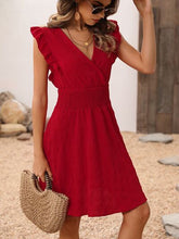 Load image into Gallery viewer, Smocked Ruffled Surplice Mini Dress
