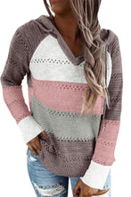Load image into Gallery viewer, Full Size Color Block Knitted Hoodie
