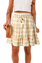 Load image into Gallery viewer, Plaid Tassel Tie Frill Trim Skirt

