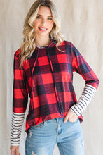 Load image into Gallery viewer, Plaid Striped Long Sleeve Hoodie
