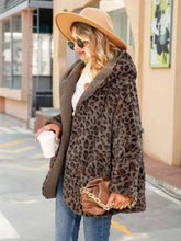 Load image into Gallery viewer, Leopard Hooded Coat with Pockets
