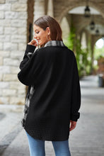 Load image into Gallery viewer, Plaid Collared Dropped Shoulder Jacket
