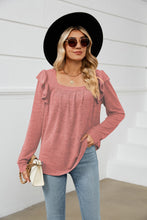 Load image into Gallery viewer, Square Neck Ruffle Shoulder Long Sleeve T-Shirt
