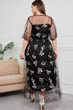 Load image into Gallery viewer, Plus Size Layered Mesh Round Neck Maxi Dress
