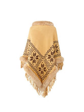 Load image into Gallery viewer, Fringe Geometric Cape Sleeve Poncho
