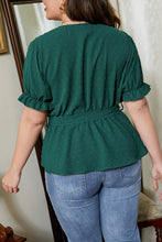 Load image into Gallery viewer, Plus Size Surplice Neck Tie Waist Blouse
