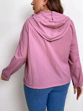 Load image into Gallery viewer, Plus Size Zip-Up Drawstring Hooded Jacket with Pockets
