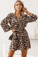 Load image into Gallery viewer, Leopard Flare Sleeve Cutout Dress
