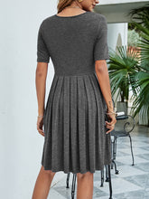 Load image into Gallery viewer, Pleated V-Neck Short Sleeve Tee Dress
