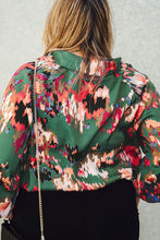 Load image into Gallery viewer, Plus Size Printed Johnny Collar Long Sleeve Blouse
