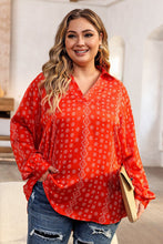 Load image into Gallery viewer, Plus Size Printed Johnny Collar Long Sleeve Blouse
