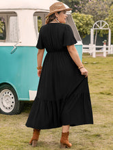 Load image into Gallery viewer, Plus Size Square Neck Short Sleeve Ruffle Hem Dress
