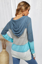 Load image into Gallery viewer, Full Size Color Block Knitted Hoodie
