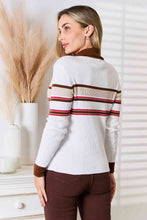 Load image into Gallery viewer, Basic Bae Striped Collared Neck Rib-Knit Top
