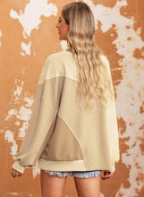 Load image into Gallery viewer, Color Block Round Neck Drop Shoulder Sweatshirt

