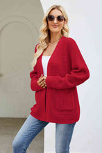 Load image into Gallery viewer, Open Front Long Sleeve Cardigan with Pockets
