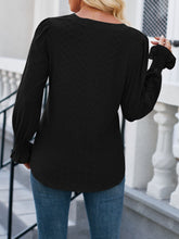 Load image into Gallery viewer, Eyelet Notched Flounce Sleeve Blouse
