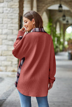 Load image into Gallery viewer, Plaid Collared Dropped Shoulder Jacket
