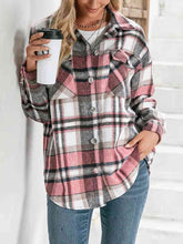 Load image into Gallery viewer, Plaid Collared Neck Button Down Jacket
