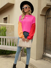 Load image into Gallery viewer, Color Block Dropped Shoulder Sweater
